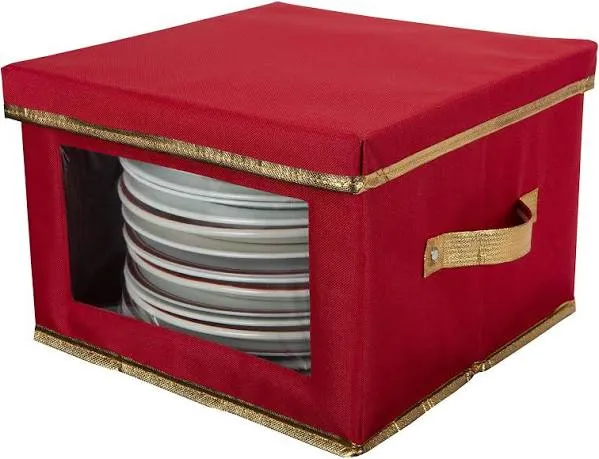 Holiday Dinner Plate Dinnerware Storage Box | 12.2 Inch | Christmas China | 12 F