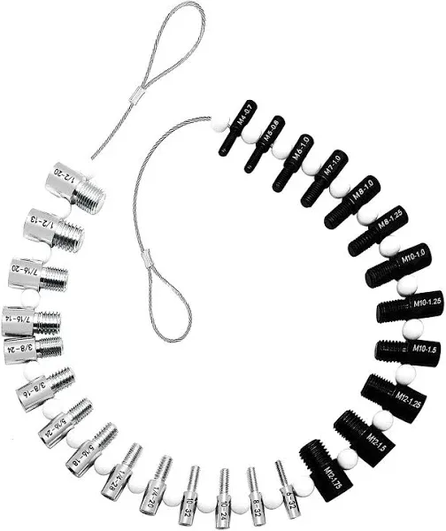 Nut & Bolt Thread Checker - Size Gauge Measuring Tool for Imperial and Metric Nuts & 26 MaleFemale Gauges - 14 Inch & 12 Inch