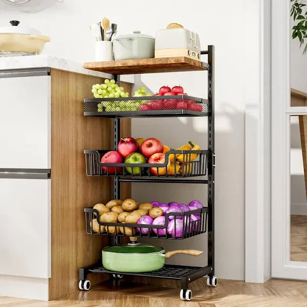 5 Tier Adjustable Fruit Basket Kitchen Cart