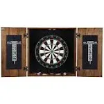 Hathaway Drifter Solid Wood Dartboard & Cabinet Set Rustic Oak