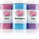 Cotton Candy Express Floss Sugar Variety Pack with 3 - 11oz Plastic Jars of Cherry, Blue Raspberry & Grape Flossing Sugars. Use With Cotton Candy Express Countertop Machine