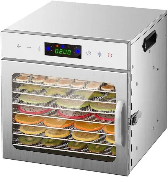 8-Tray Stainless Steel Food Dehydrators with Digital Timer and Temperature Control