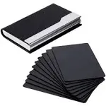 Thick Aluminum Metal Business Cards Anodized Aluminum 86 x 54 x 0.8mm with Protector Sleeves (BLACK-10)