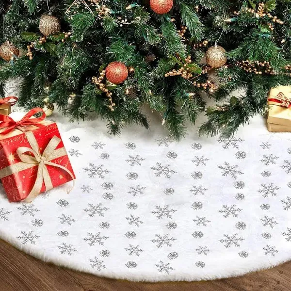 Drezesov White Christmas Tree Skirt Tree Carpet Blanket