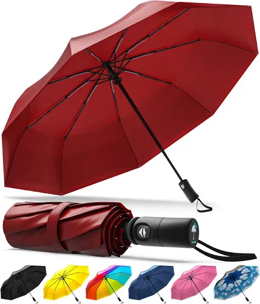 Rain-Mate Compact Travel Umbrella - Pocket Portable Folding Windproof Mini Umbrella - Auto Open and Close Button and 9 Rib Reinforced Canopy