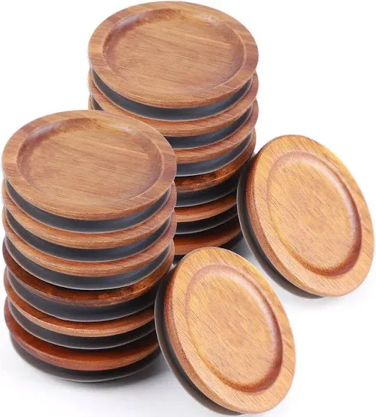 AFOROEOA Wide Mouth Mason Jar Lids Acacia Wooden Storage Canning Jar Lids Ball Jars Bamboo Wooden Lids with Airtight Silicone Seal