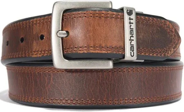 Carhartt - Men&#039;s Oil Finish Leather Reversible Belt, Brown/Black w/ Nickel, 46