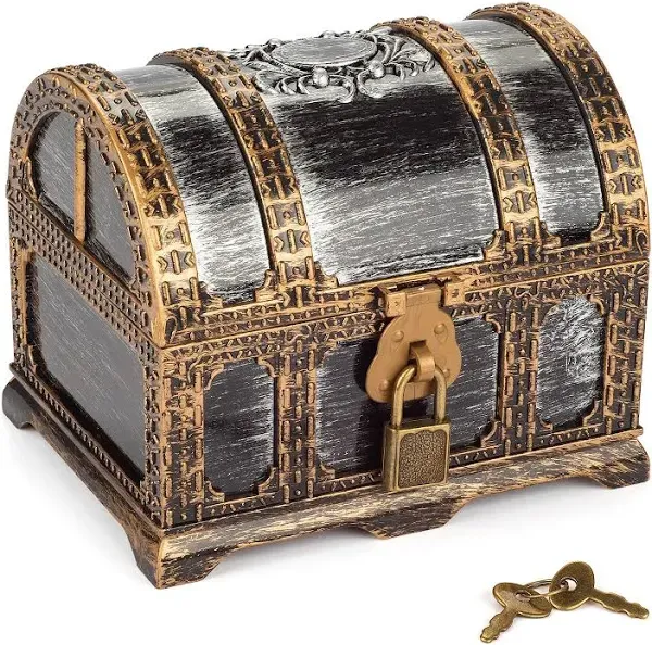 Kids Pirate Treasure Chest Plastic Pirate Vintage Treasure Box, Mini Pirate Chest Toys for Boys