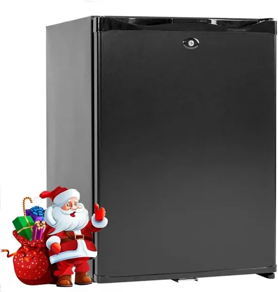 Smad Mini Fridge with Lock Compact Refrigerator for Bedroom Dorm Office No Noise,12V/110V,1.0 Cubic Feet, Black