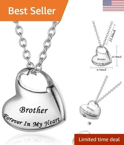 Heart Cremation Urn Necklace - Stainless Steel Keepsake Pendant - Waterproof