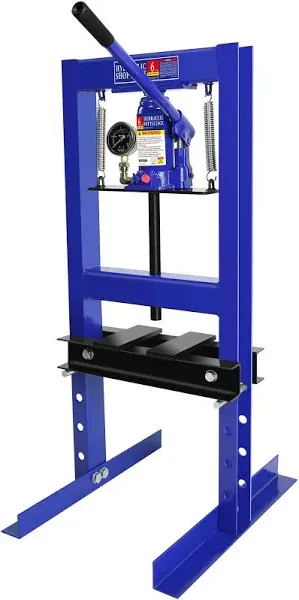 BouPower 6 Ton Hydraulic Press, H-Frame Garage Floor Adjustable Shop Press with Stamping Plates to Bend, Straighten, Or Press Parts