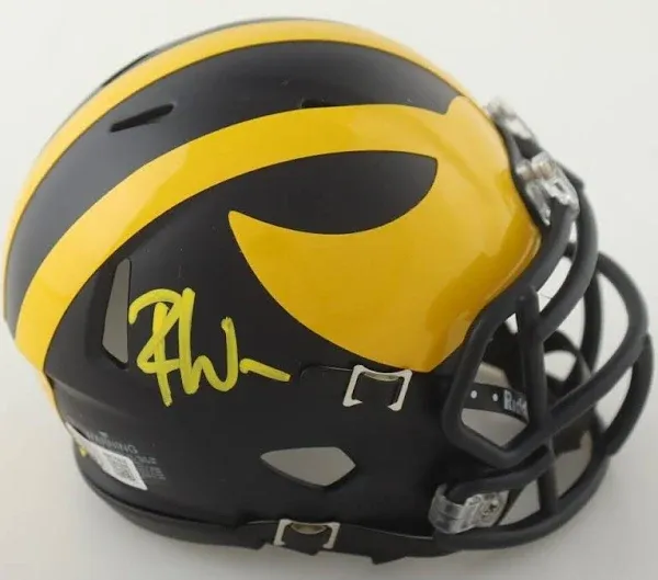 AIDAN HUTCHINSON AUTOGRAPHED SIGNED MICHIGAN WOLVERINES MINI HELMET wAPCOA LION