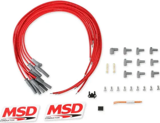 MSD 31189 Super Conductor Spark Plug Wire Set, Multi-Angle Plug, HEI Cap