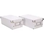 Snap-N-Store Index Card Holder - Collapsible Organizer Box Fits 1100 3x5-Inch Flash Cards - Business, Recipe, or Note Card Storage Boxes - 2 Pack,