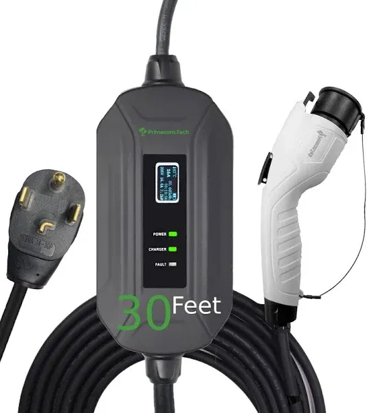 Primecom Level 2 EV Charger 220/240v 16a 30ft & 50ft Portable Evse Electric Vehicle Charging Cable Compatible with Bolt Volt Leaf Bmw i3 Fiat