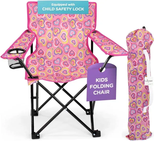 Emily Rose Kids Folding Chair | Beach Chair with Safety Lock- Camping Chair for Boyos Girls Toddler with Cup Holder & Carry Case- Tailgate, Travel, Lawn- for Indoor & Outdoor (Blue Camo)