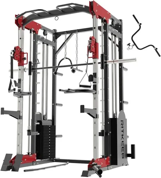 RitKeep PMAX 5600 Training Machine - 6 in 1 Home Gym Station with Dual Weight Stacks for Ultimate Strength Training - Including Power Rack, J-Hooks, Chin-up & Dip Stations, and Low Row