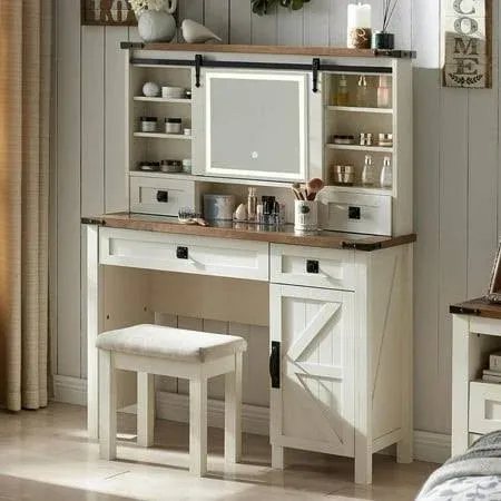 Gracie Oaks Farmhouse Makeup Vanity Desk