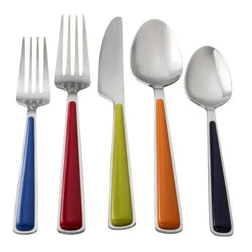 Fiesta Piece Merengue Flatware Silverware Set, Service for 4, Stainless Steel...