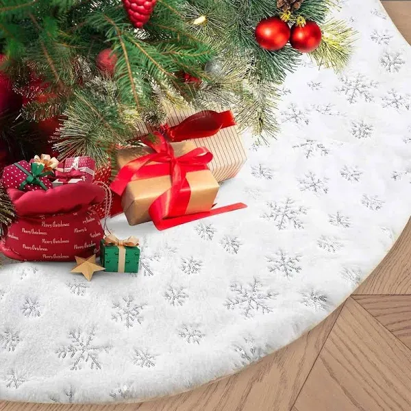 Drezesov White Christmas Tree Skirt Tree Carpet Blanket