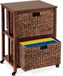 Best Choice Products Vertical Rolling File Cabinet for Home, Office w/ Rubberwood Frame, Locking Caster Wheels - Natural