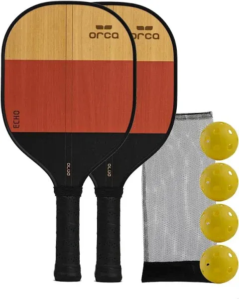 Orca Pickleball Paddles, Sports Series Wood Pickleball Paddle Sets, Pickleball Paddles Starter Set with Pickleballs and Accessories