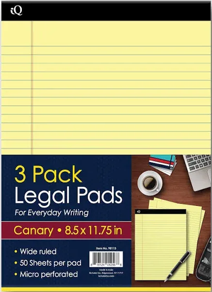 iScholar Canary Legal Pad 3 Pack