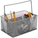 Mind Reader Metal Mesh Basket with Handle, Gray, Organizer