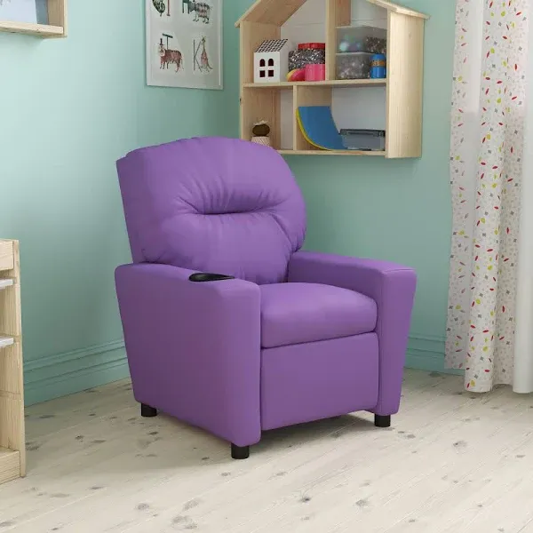 Emma + Oliver Kids Recliner with Cup Holder