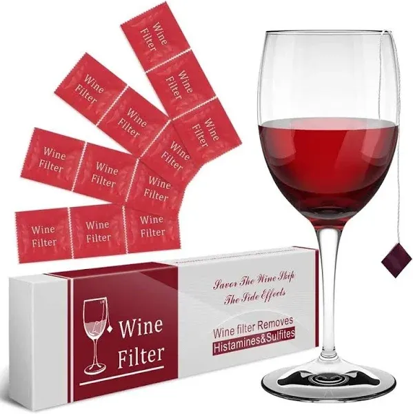 Wine Sulfite Filter to Remove Sulfite and Histamine, Eliminate Headaches, Reduce Wine Allergies(12 Pack)