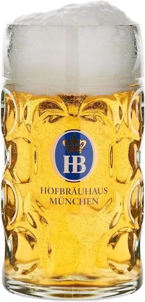 Hofbrauhaus Las Vegas 1 Liter German Beer Stein/Mug Dimpled Glass EUC