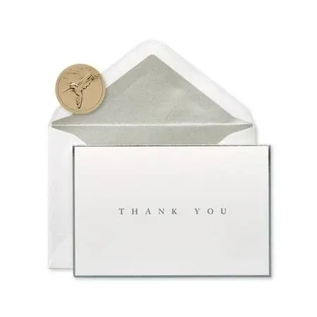 Papyrus Thank You Cards with Envelopes Silver Border 16-Count