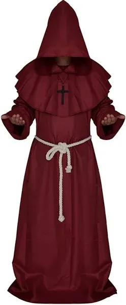 Medieval Hooded Monk Renaissance Priest Robe