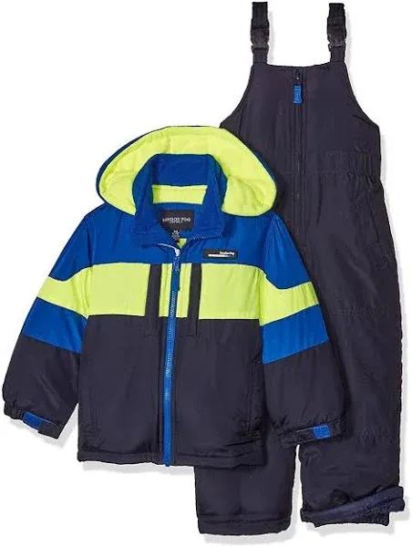 London FOG Big Boys' 2-Piece Colorblock Snow Bib and Jacket Snowsuit