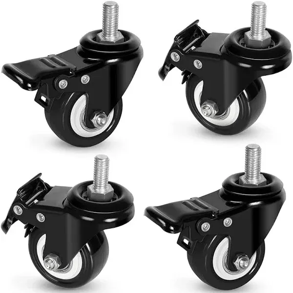 Stem Casters with Brake,Heavy Duty Swivel Threaded Stem Casters,3/8”-1<wbr/>6x1”(NO...