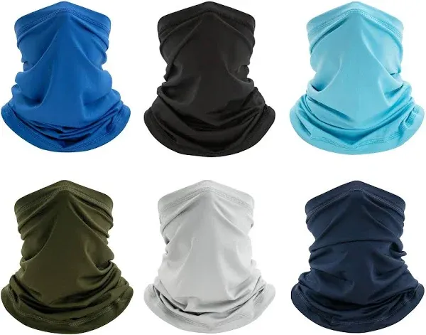 Men 6 Pack Neck Gaiter Bandana Face Mask