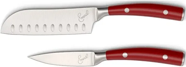 Emeril Lagasse Red 2-Piece Forged Kitchen Knife Set with Paring &amp; Santoku Knives