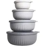 Cook with Color Wide Mixing Bowls with Lids 8 Piece Set Grey