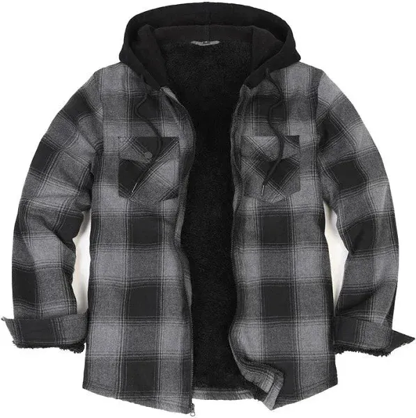 Men's Sherpa Lined Flannel Plaid Hooded Jacket