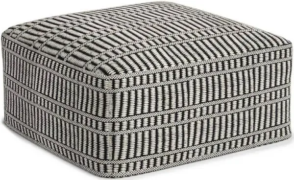 Simpli Home Safford Boho Square Woven Outdoor/ Indoor Pouf