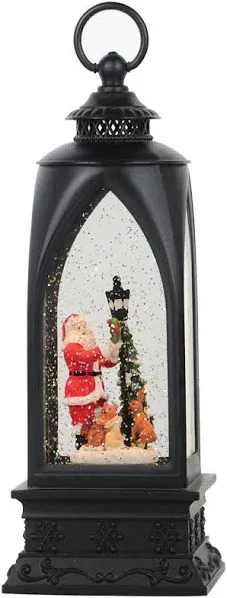 Eldnacele 12 Christmas Snow Globe Lantern Snowman With Music & Timer, USB Lined/Battery Operated Lighted Water Glittering Lantern For Christmas