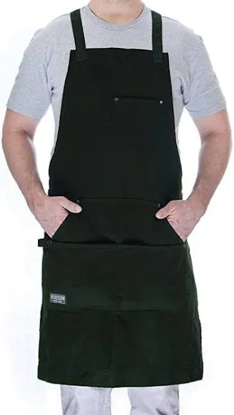 Hudson Durable Goods - Professional Grade Chef Apron for Kitchen, BBQ, and Grill (Grey) with Towel Loop + Tool Pockets + Quick Release Buckle