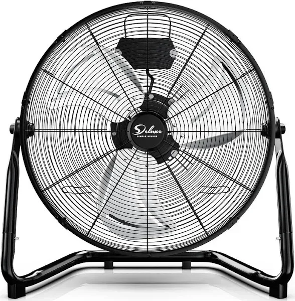 Simple Deluxe 3-Speed High Velocity Heavy Duty Metal Industrial Floor Fans Quiet