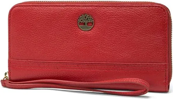 Timberland Women's Leather RFID Zip Around Wallet Clutch with Wristlet Strap