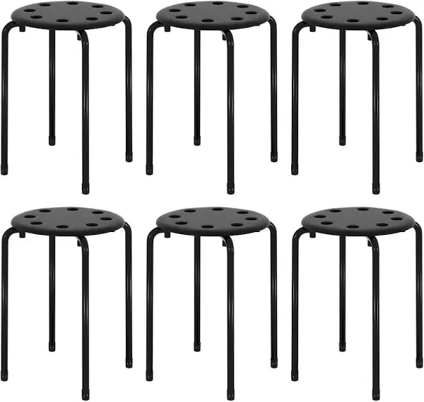  6-Piece Stacking Stools, 17.7 Inch Standard Height, Portable Stackable Black