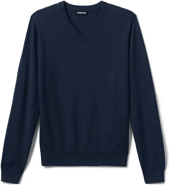 Lands' End Men's Cotton Modal V-Neck Sweater