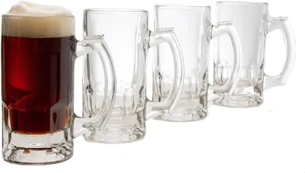 Libbey Craft Brews Glass Beer Mug Set, Large Beer Glasses Set Of 4 to Serve Ales and Lagers, Timeless Glass Beer Mugs for Freezer