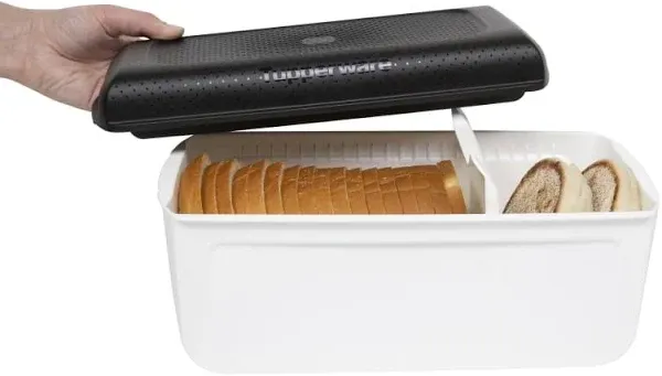 Tupperware Bread Saver- Storage Container & Bread Box for Bread, Pastries, Bagels & More, CondensControl- Moisture Control Technology, Keeps Bread Fresher Longer- 6.5" x 12.63" x 6”