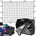 Timilon Cargo Net for Truck Pickup 4'x6' Stretches to 8'x12' Heavy Duty Truck Bed Cargo Net 12 Tangle-Free Clip Carabiners and 1 Storage Bag Small 4"