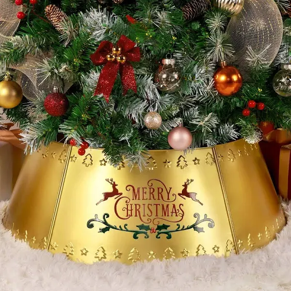 Nordic Hygge 28 Christmas Tree Collar Gold Tree Skirt for Christmas Tree Decor